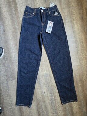 Celebrity Pink Slouchy Slim Straight Dark Blue Denim Jeans Size 1/25